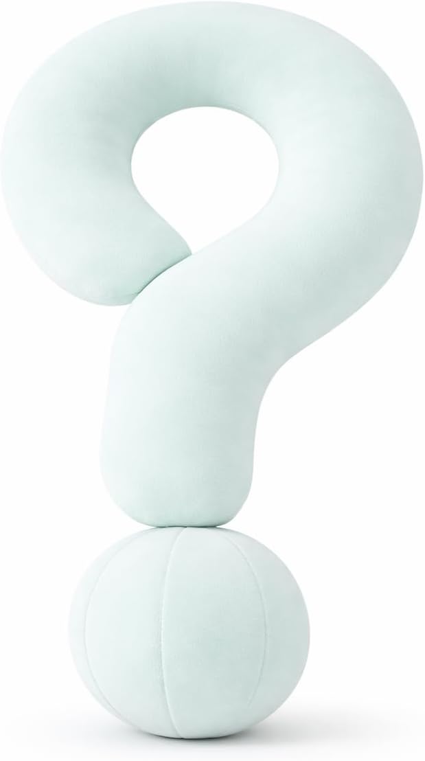 EVOLIVE Question Mark Neck Pillow, Soft Velvet Neck Support Decorative Pillow for Couch, Bed, Office & Travel, Ergonomic Cushion with Hand Rest, 15"x24" (Mint)