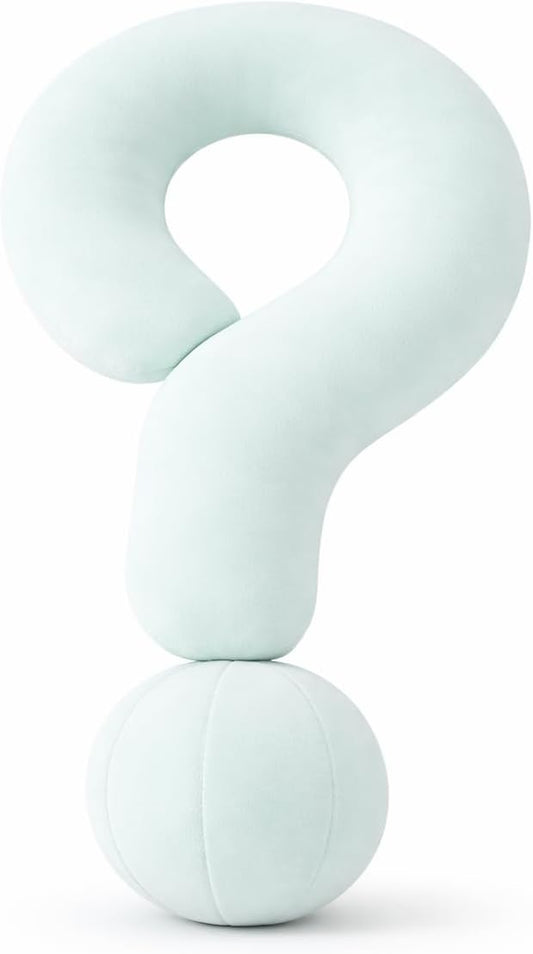 EVOLIVE Question Mark Neck Pillow, Soft Velvet Neck Support Decorative Pillow for Couch, Bed, Office & Travel, Ergonomic Cushion with Hand Rest, 15"x24" (Mint)