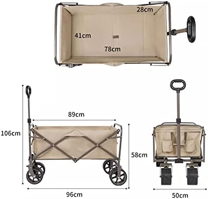 Portable Camping Cart,Camping Trolley Garden Wagon with Brake Big Wheels Beach Cart Max Capacity 120kg Folding Cart Trolley for Festival Shopping Camping