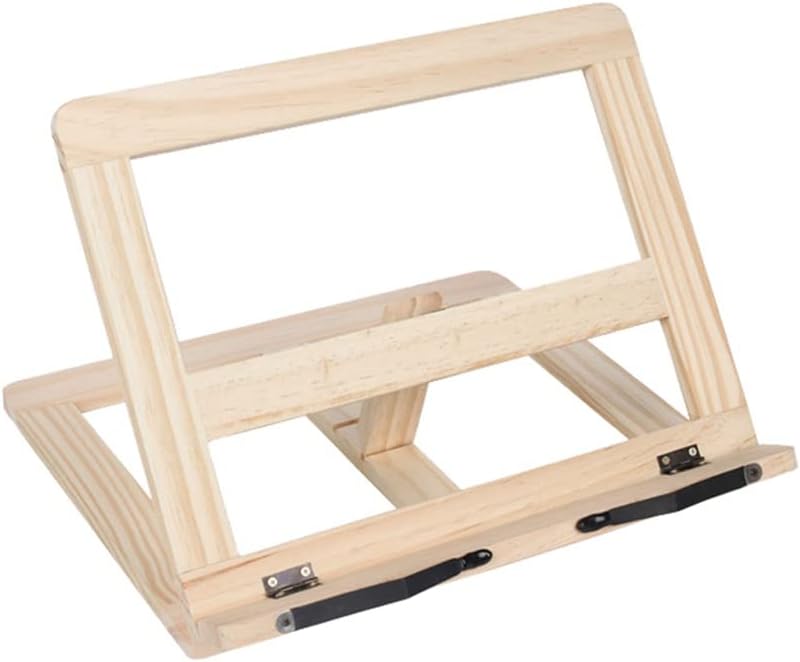 Universal Wooden Frame Reading Bookshelf Bracket Tablet Laptop Stand Holder Rack Wood Book Table(White-Patch Five-Pointed star4)