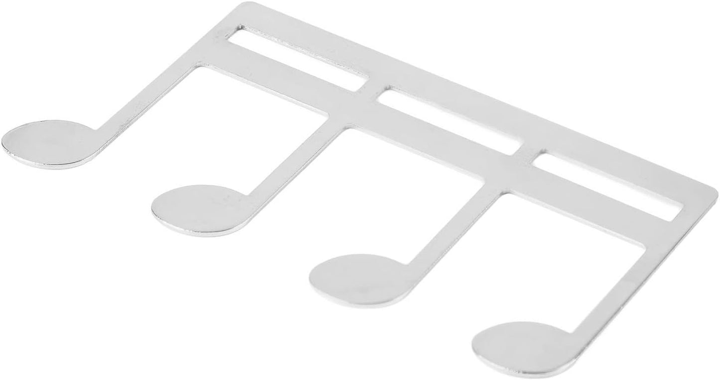 Sheet Music Clip Metal Note Pattern Delicate Music Book Clip Page Holder for Piano Guitar Music Lovers Metal Structure Lightweight Compact Design (Silver)