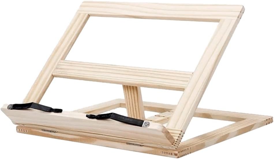 Universal Wooden Frame Reading Bookshelf Bracket Tablet Laptop Stand Holder Rack Wood Book Table(White-Patch Five-Pointed star4)