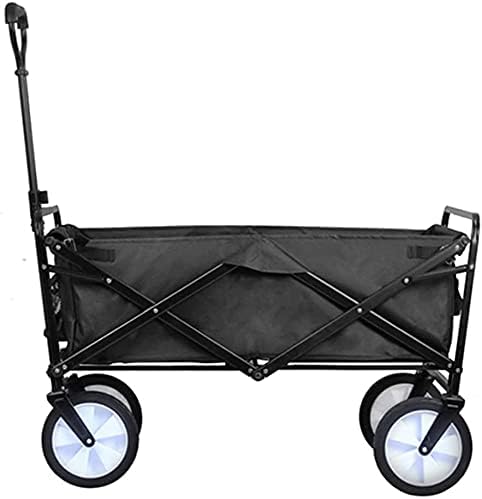 Outdoor Folding Utility Wagon Heavy Duty Garden Cart Folding Wagon Utility Truck Adjustable Handle Portable Camping Trolley Load-Bearing 80kg / 176lbs (Color : Red) (Black)