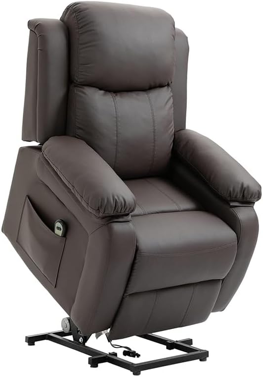 Adults Massage Recliner Chair with Massage and Heated Brown Leather Electric Lift Recliner Chair for Elderly, Ergonomic Leisure Chair Classic Single Sofa
