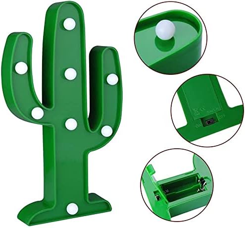 YiaMia LED Night Light LED Cactus Light Table Lamp Light for Kids' Room Bedroom Gift Party Home Decorations Green