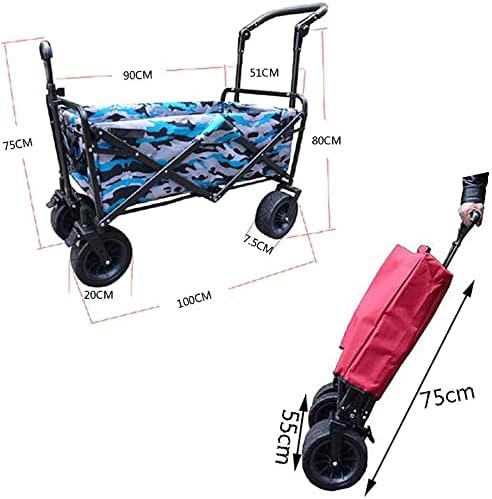 Portable Folding Garden Troey Cart Heavy Duty Wagon with Canopy Multi-Function ping Cart for Outdoor Camping Beach Pu Truck (Color : A)