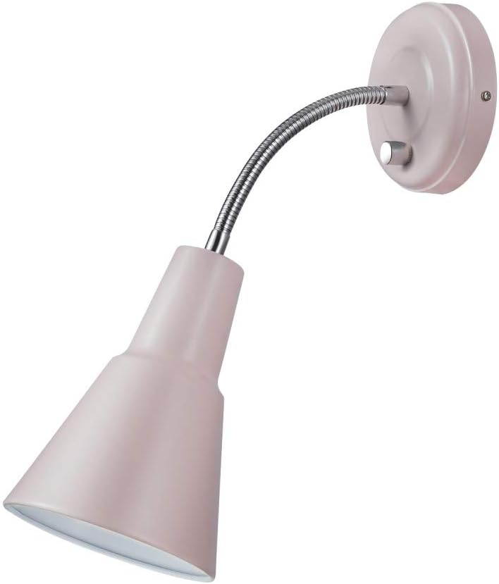Globe Electric 13064 Sophie 1-Light Plug-in or Hardwire Wall Sconce, Chrome Gooseneck, Matte Rose, 6ft Clear Cord, Bulb Not Included