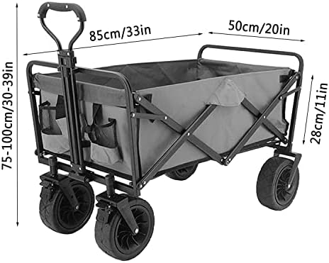 Portable Camping Cart,Portable Garden Cart Beach Trolley Outdoor Folding Trolley Double Brake Camping Trailer Adjustable Lever Load-Bearing 100kg / 220lbs