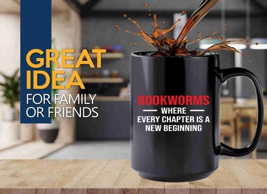 Book Lover Coffee Mug 15oz Black -new beginning - Book Lovers Gifts Book Reader Gifts Book Club Gifts Book Reading Cup Reading Gifts