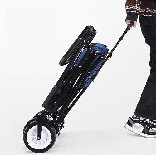 Portable Camping Cart,Heavy Duty Folding Wagon with 4 Wheels for Camping Beach and Fishing Outdoor Garden Cart and Shopping Trolley with Pull Handle for Festivals and Events