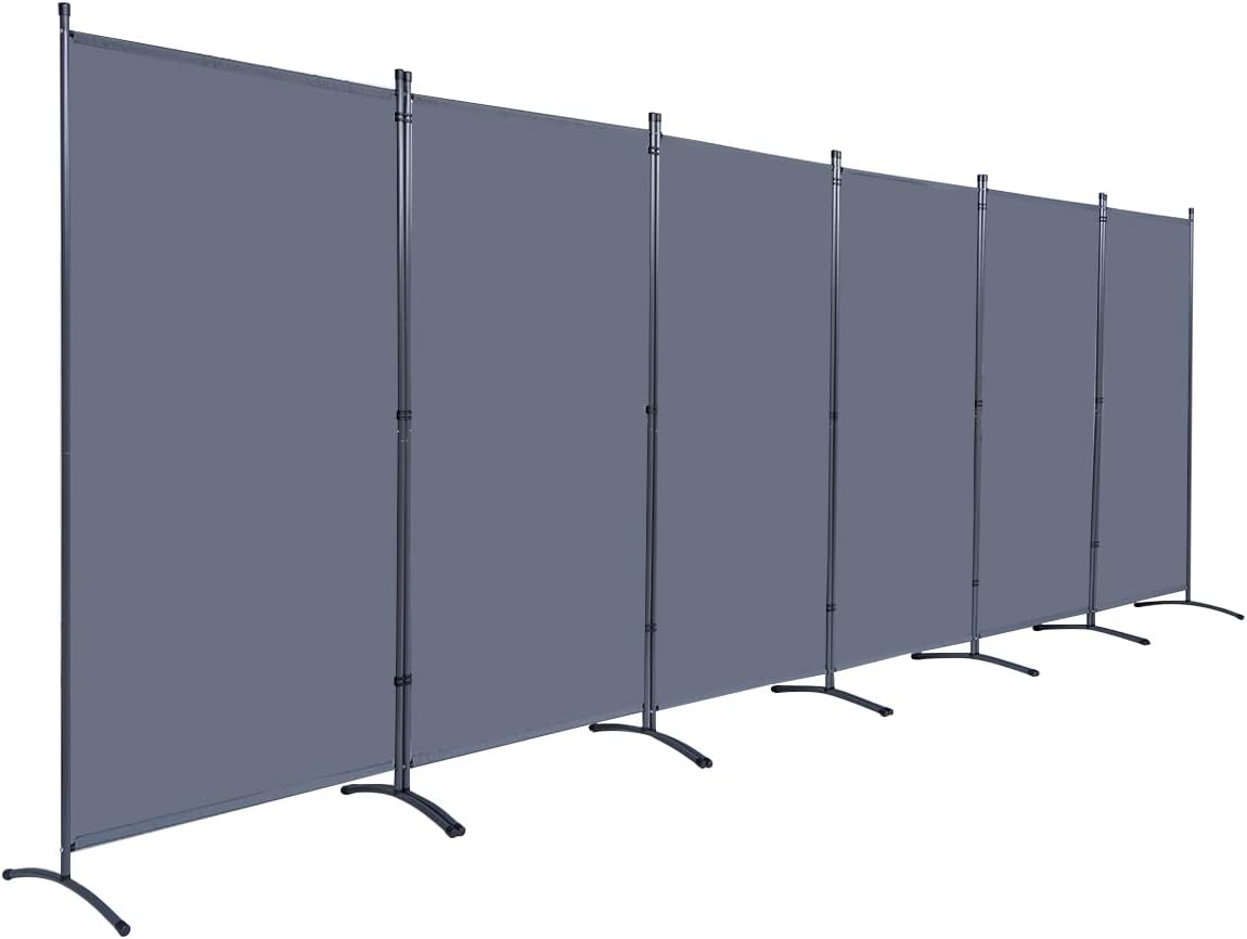 JVVMNJLK Indoor Room Divider, Portable Office Partition Screen 6 Panel, Folding Privacy Screen Walls for Room Separator 204" W x 71.3" H, Grey