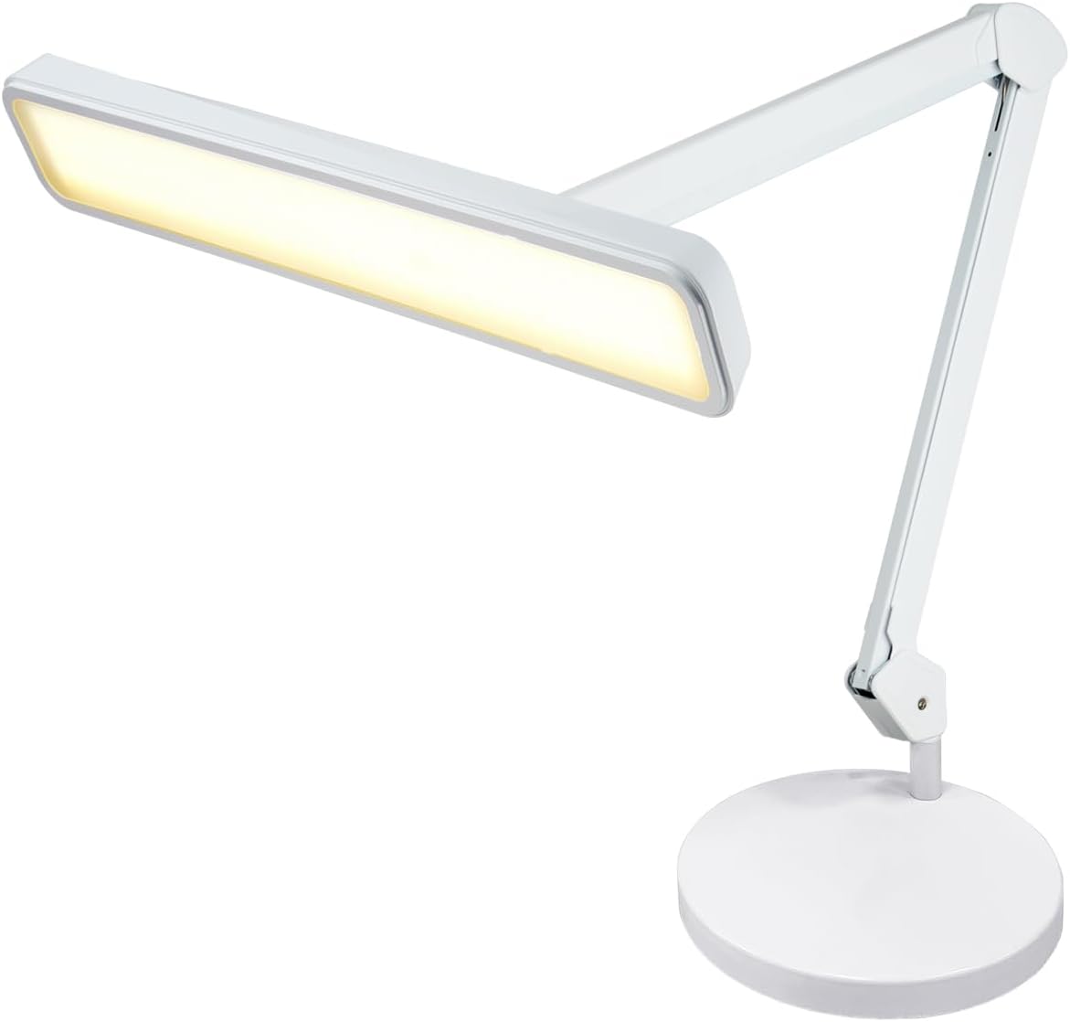 Neatfi XL 2,500 Lumens 30W LED Task Lamp – 22” Wide Shade | 324 SMD LEDs | 5 Light Modes | 3000K–6000K | Dimmable | Eye-Caring Desk Light for Home, Office (CCT with Base, White)