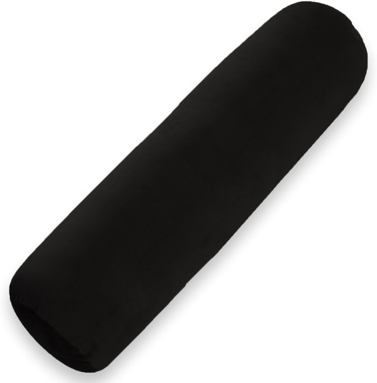 Round Body Pillow for Adults, Long Bolster Pillow for Bed with Removable Velvet Cover, Decorative Tube Roll Cylinder Pillow, 35 x 7.87 Inch, Black