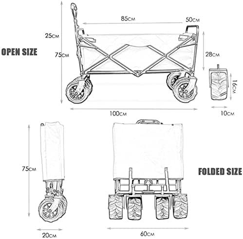 Coapsible Folding Outdoor Utility Wagon Heavy Duty Garden Portable Hand Cart with Big Wheels Adjustable Handle for ping Camping Beach Picnic (Color : Orange) (Navy Blue)