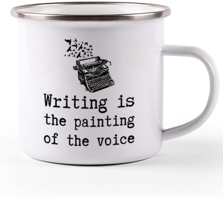 Writer Camper Mug 12oz - The painting of The Voice - Funny Author Gift To Book Lover Bookish Bookworm Writing Sarcasm Poetry Novelist Journalist