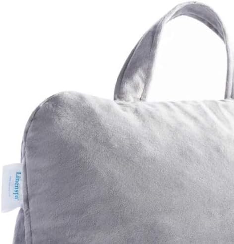 Linenspa Reading Pillow with Shredded Memory Foam- X-Large Size - Back Pillow for Sitting in Bed, Reading, Gaming, Watching TV – Bed Chair with Arms, Dorm Room Essentials, Stone