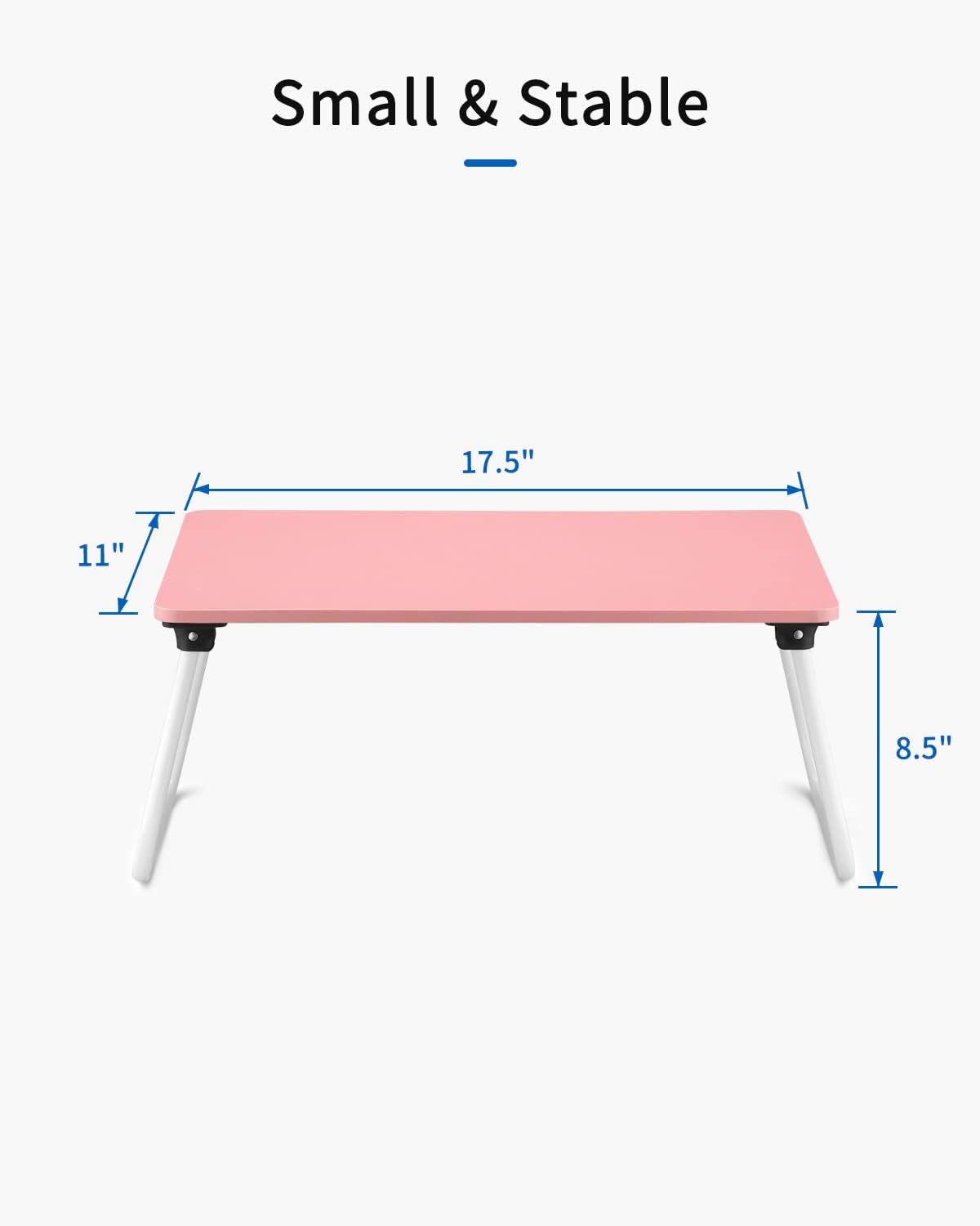 Ruxury Folding Lap Desk Laptop Stand Bed Desk Table Tray, Breakfast Serving Tray, Portable & Lightweight Mini Table for Sofa Couch Floor - Pink