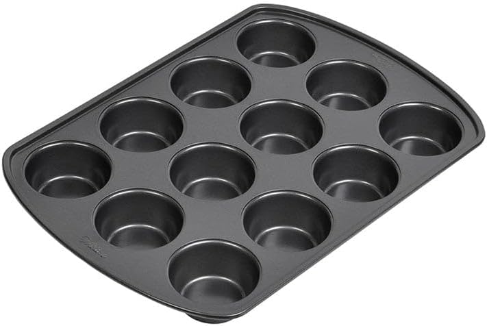 Wilton Gold Non-Stick 12 -Cup Muffin Pan, Cold-Rolled Steel Bakeware, Made without PFAS, 10.5 x 15 x 1.4 in, Packaging May Vary