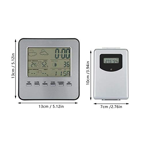Digital Weather Station Alarm Clock Thermometer Hygrometer Outdoor Indoor Temperature Measurer