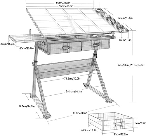 Drawing Tilting Tablet,Height Adjust Drafting Table,Drawing Desk with Adjustable Height for Art Design Drawing Writing Painting Crafting Drafting Work