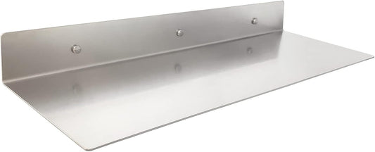 Brushed Nickel Stainless Steel Floating Shelves Wall Mounted Metal Shelf (24 inch x 8 inch) Heavy Duty Picture/Photo/Plant Display Ledge, Linear Floating Shelf Modern Farmhouse Shelf