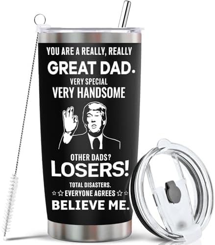 Stocking Stuffers Gifts for Dad Tumbler - 20oz Stainless Steel Vacuum Tumbler w/Lids/Straws/Brush Funny Birthday Gifts for Dad Men Husband Grandpa on Christmas Anniversary Fathers Day