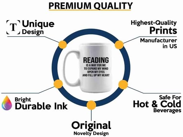 Book Lover Coffee Mug 15oz White -expand my mind - Book Lovers Gifts Book Reader Gifts Book Club Gifts Book Reading Cup Reading Gifts