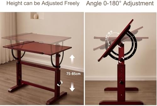 Drawing Tilting Tablet,Drafting Table,Large Wood Drafting Table, Artist Drawing Table with Height Adjustable, Tilting Enlarge Tabletop, Studio Craft Desk & Art Craft Desk for Writing