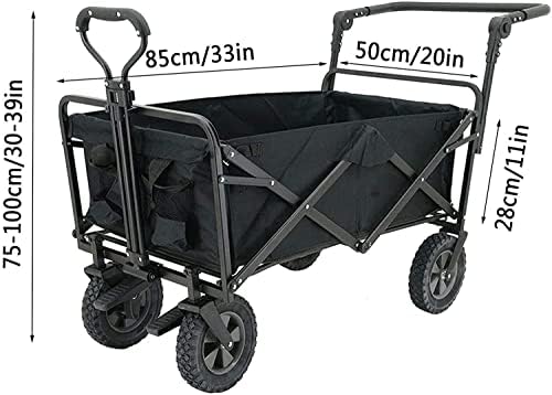 Portable Camping Cart,Outdoor Folding Utility Wagon Outdoor Shopping cart with Removable top Portable Garden Stroller with Storage Basket Foldable Beach Stroller Load-Bearing 80