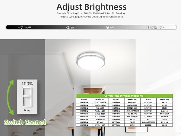 hykolity 10 inch Flush Mount LED Ceiling Light Fixture, 17W 1100lm, 2700K/3000K/3500K/4000K/5000K Adjustable Ceiling Lights, Brushed Nickel Saturn Dimmable Lighting for Hallway Bathroom - 2 Pack