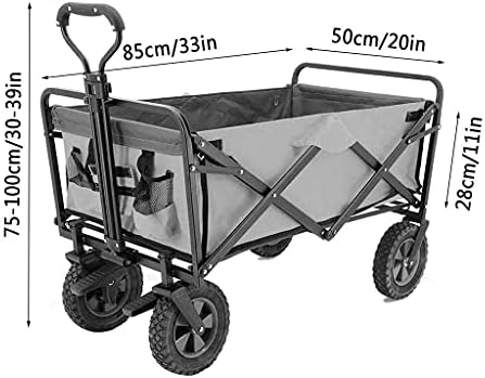Portable Camping Cart,Outdoor Folding Utility Wagon Folding Wagon Cart, Heavy Duty Camping Trolley, Garden Cart with Universal Wheels & Adjustable Handle, Load-Bearing 100kg / 22