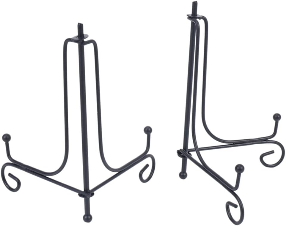 (2 Pack Iron Display Stand, Black Iron Easel Plate Display Photo Holder Stand, Displays Picture Frames, Cookbooks, Decorative Pl