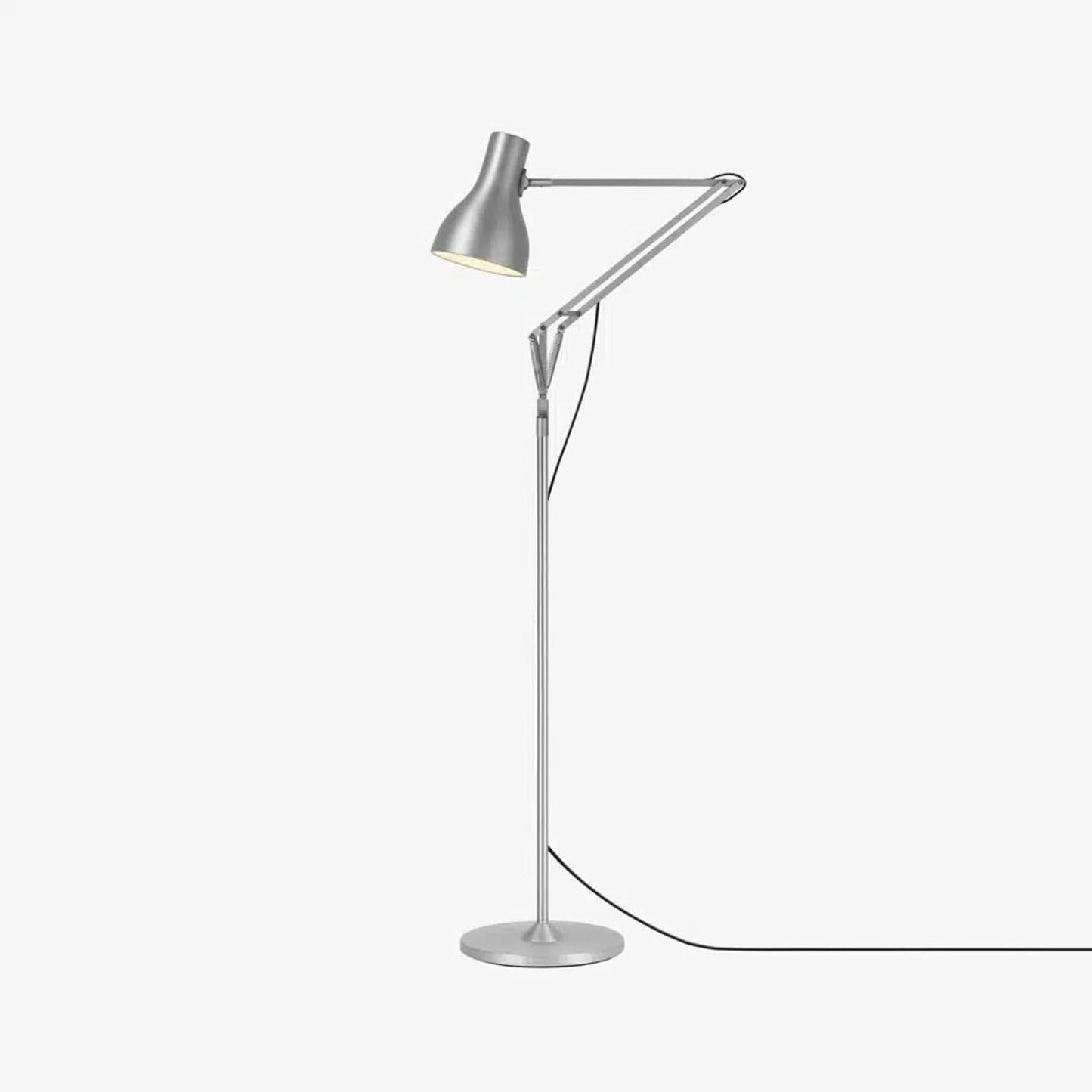 Anglepoise Type 75 Floor Lamp | Matte Paint Finish Cast Iron Base Aluminum Shade & Arms Chrome Plated Fittings Adjustable Reading Light for Home Office Bedroom Decor Essentials (Silver Lustre)
