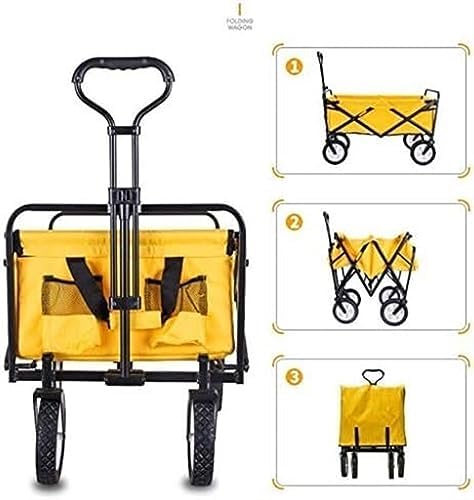 Portable Camping Cart,Outdoor Folding Wagon Cart for Camping Beach Garden Heavy Duty Utility Wagon with Waterproof Design Sports Festival Trolley (Red)