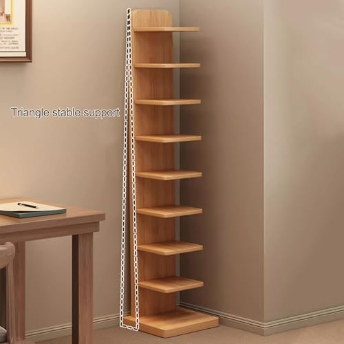 5/9-Tier Vertical Book Tower, Tall Narrow Floating Bookshelf, Modern Home Office Storage & Display Organizer, Space-Saving Design for Books & Decor