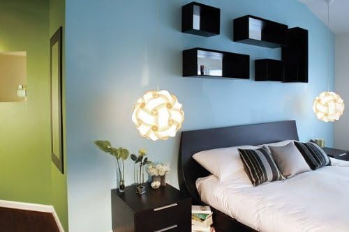 DIY IQ Jigsaw Puzzle Lamp Shade Ceiling Pendant Lampshade Kit with 15 Feet Hanging Cord (White, M-10 inch)