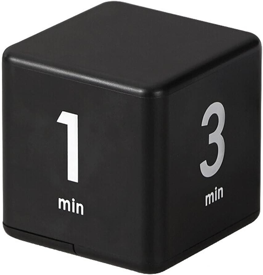Feilifan Cube Timer, Kid Focus Study Timer Kitchen Work Timer Time Block Cube Gravity Flip Time Block Cube 1-3-5-10 Minutes Time Management, Black