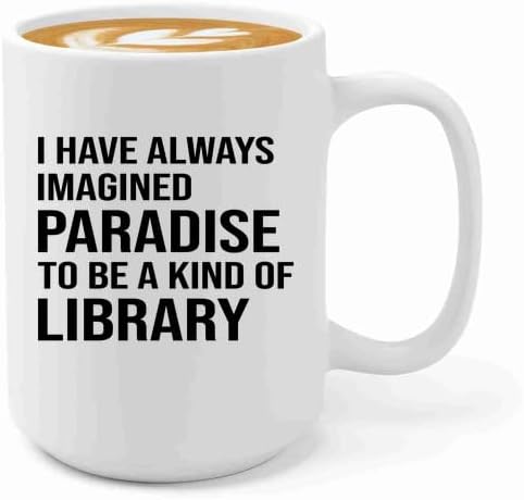 Book Lover Coffee Mug 15oz White -imagined paradise - Book Lovers Gifts Book Reader Gifts Book Club Gifts Book Reading Cup Reading Gifts