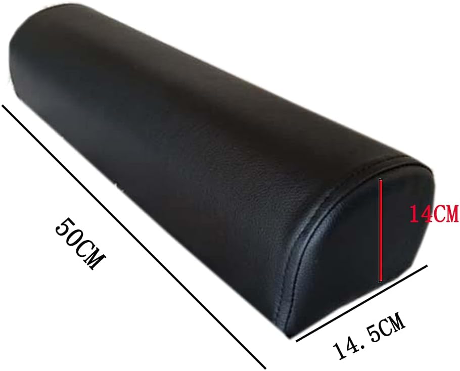 Semi Roll Pillow, Leather Sponge Semi Round Pillow Cushion Massage Half Circle Bolster Neck Pillow for Legs, Feet, Knees, Side, Back & Lumbar Rest (Black, 50×14.5×11cm/19.7"×5.7"×4.33")