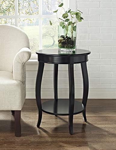 Powell Furniture Round Table with Shelf, Black