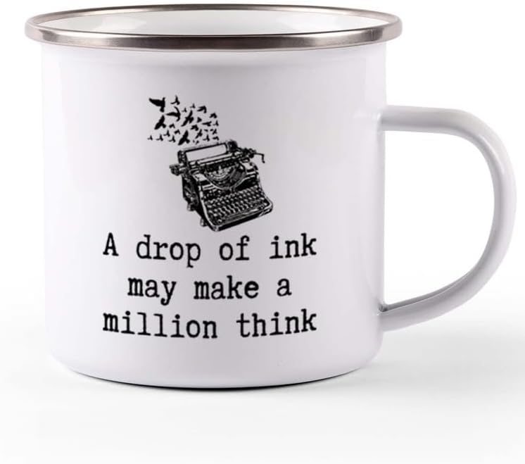 Writer Camper Mug 12oz - Ink, a Million Think - Funny Author Gift To Book Lover Bookish Bookworm Writing Sarcasm Poetry Novelist Journalist