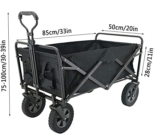 Portable Camping Cart,Beach Trolley Picnic Trolley Portable Folding Trolley Garden Transport Trolley Adjustable Handle Load-Bearing 80kg/176lbs 3 Colors