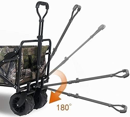 Folding Utility Wagon Heavy Duty Collapsible Wagon Garden Cart with Universal Wheels Adjustable Handle Large Capacity Load-Bearing 100kg / 220lbs