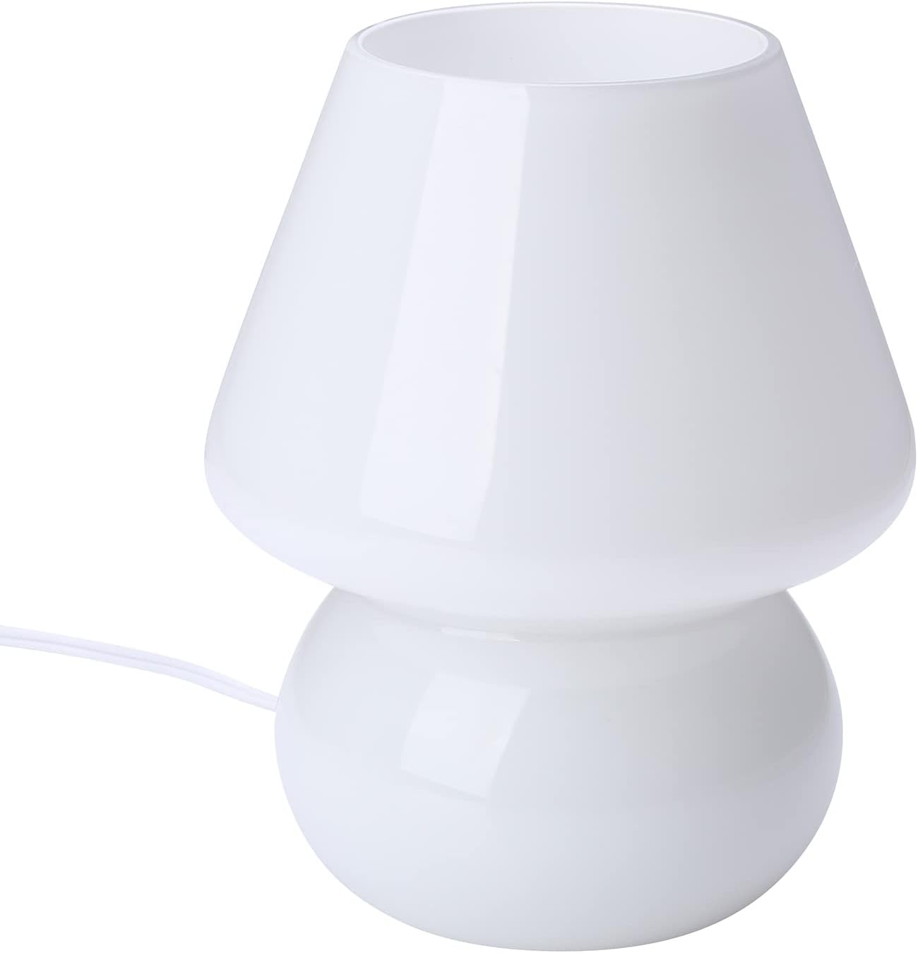 BSOD Mushroom lamp,Glass Mushroom Bedside Table Lamp Translucent Murano Vintage Style Striped Small Nightstand Desklamp Swirl Light for Home Decor, Dining, Living, Bedroom, Gift (Matte White)