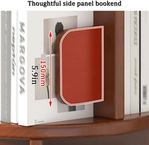 360° Rotating Bookshelf Tower with Bookends - Space-Saving Wooden Revolving Bookcase for Small Rooms, Round Display Storage Rack for Bedroom or Living Room.