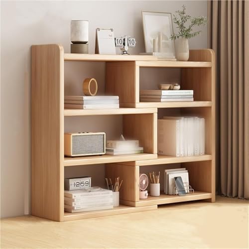 Telescopic Rotating 4-Tier Modern Wood Bookshelf - Cube Bookcase Corner Storage Organizer for Study, Office, Living Room - Practical & Stylish (Natural Finish, 40 cm)