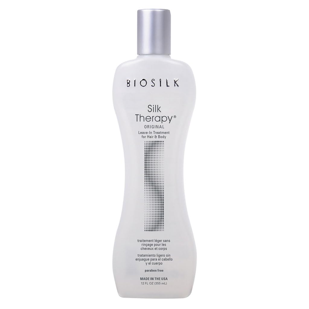 BioSilk Silk Therapy Original, Reconstructing Leave-In Hair Treatment, Adds Shine, Smooths & Prevents Split Ends, Sulfate-Free, Paraben-Free, Cruelty-Free, 12 Oz | Adding Shine, Sulfate Free, Paraben Free, Cruelty Free, 12 Oz