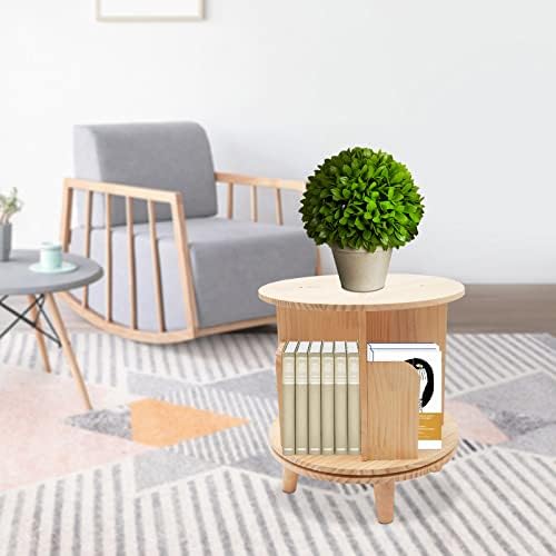 Modern Rotating Bookshelf, Freestanding Bookcase 360° Display Storage Rack with Legs 4 Compartments for Living Room Study Office