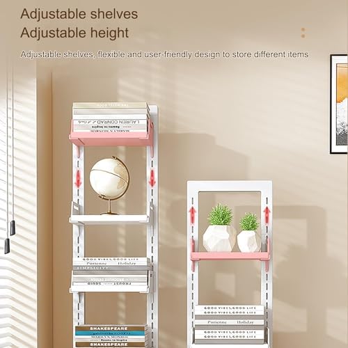 Tall 7-Layer Vertical Bookshelf, Freestanding Narrow Display Rack for Home, Office & Library - Simple Invisible Shelving Unit for Bedroom & Living Room Storage