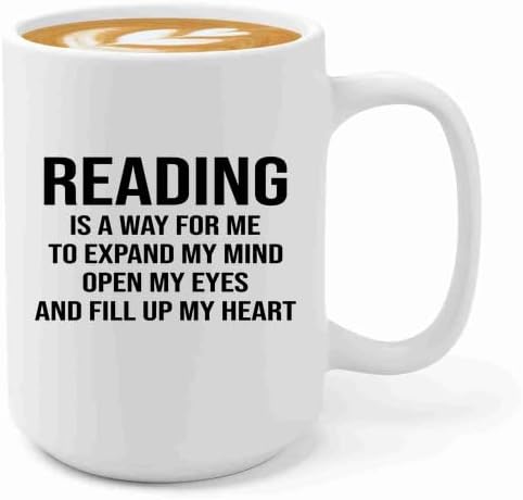 Book Lover Coffee Mug 15oz White -expand my mind - Book Lovers Gifts Book Reader Gifts Book Club Gifts Book Reading Cup Reading Gifts